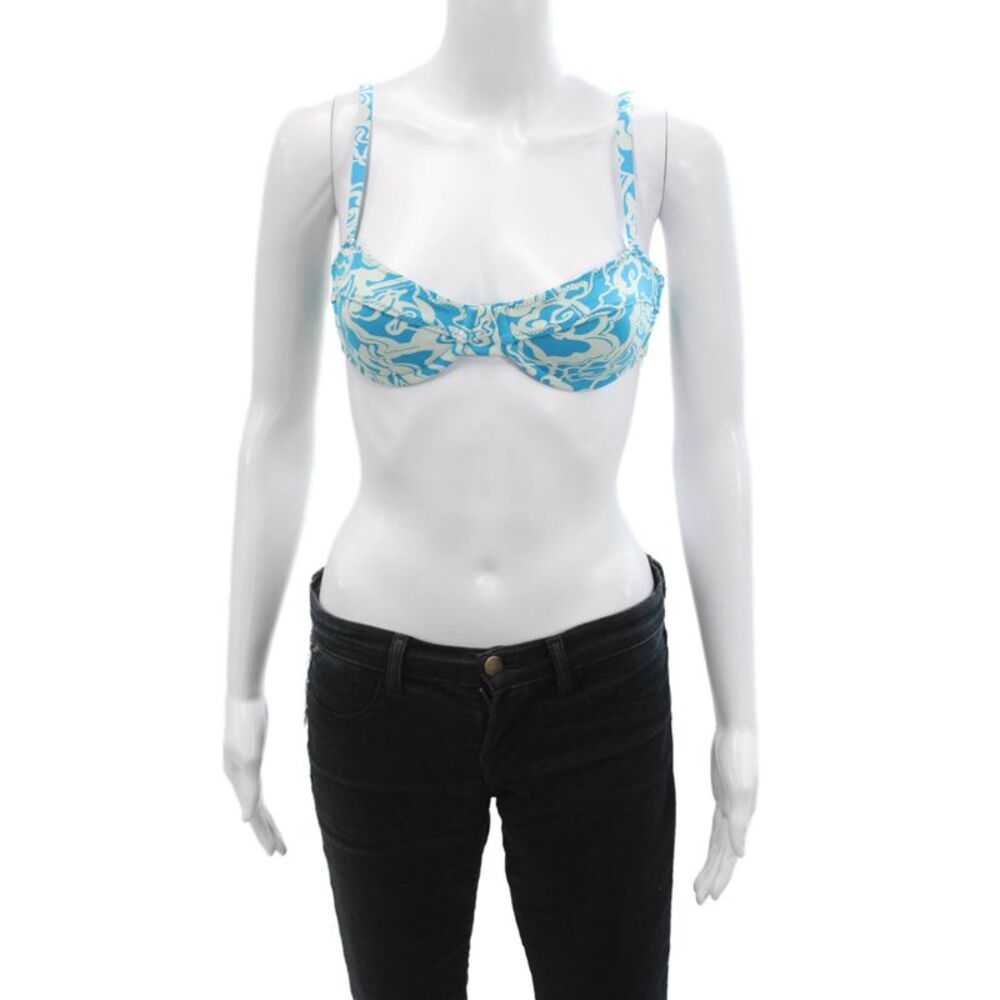 A.L.C. Womens Dylan Bikini Top - Scone/Blue Size M